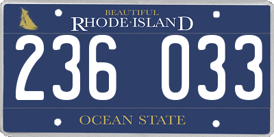 RI license plate 236033