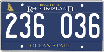 RI license plate 236036