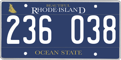 RI license plate 236038