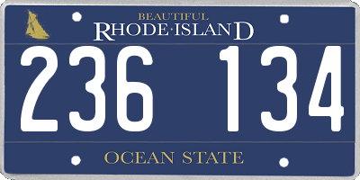 RI license plate 236134