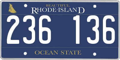 RI license plate 236136