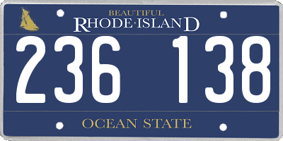 RI license plate 236138