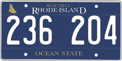 RI license plate 236204