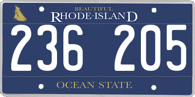 RI license plate 236205
