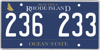 RI license plate 236233