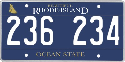 RI license plate 236234