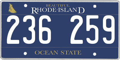 RI license plate 236259