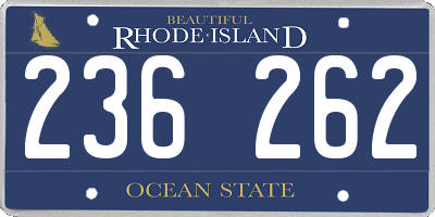 RI license plate 236262
