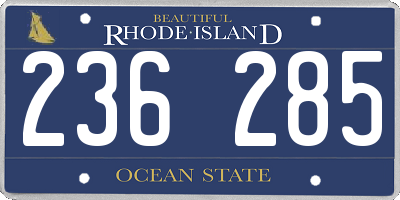 RI license plate 236285