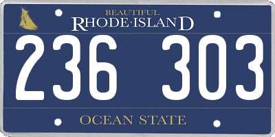 RI license plate 236303