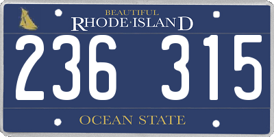 RI license plate 236315