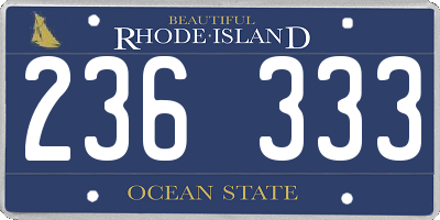 RI license plate 236333