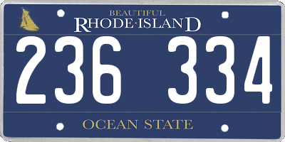 RI license plate 236334