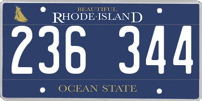 RI license plate 236344