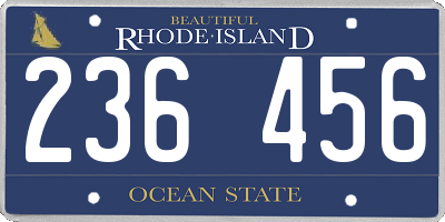 RI license plate 236456