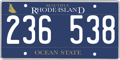 RI license plate 236538
