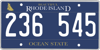 RI license plate 236545