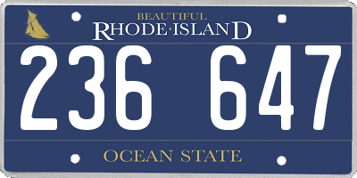 RI license plate 236647