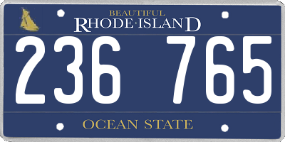 RI license plate 236765