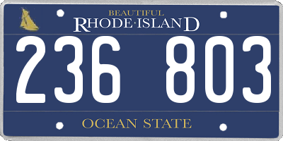 RI license plate 236803