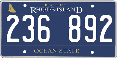 RI license plate 236892