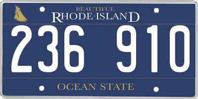 RI license plate 236910