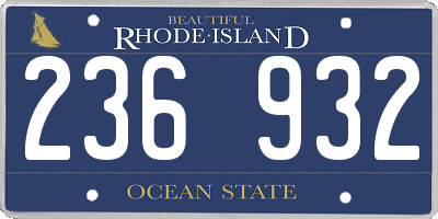 RI license plate 236932