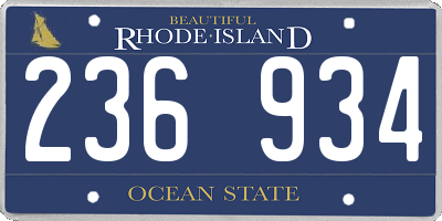 RI license plate 236934