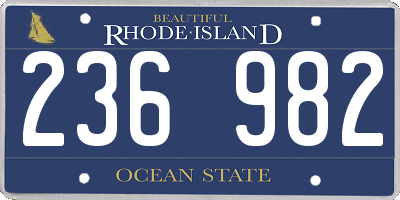 RI license plate 236982