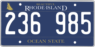 RI license plate 236985