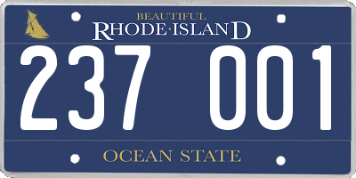 RI license plate 237001