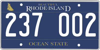 RI license plate 237002