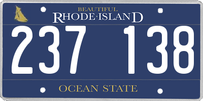 RI license plate 237138
