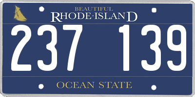 RI license plate 237139