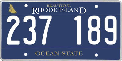 RI license plate 237189