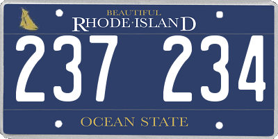 RI license plate 237234