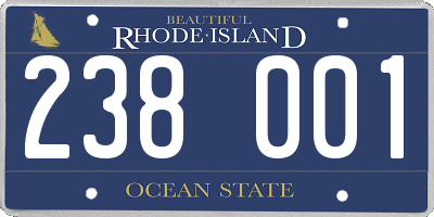 RI license plate 238001