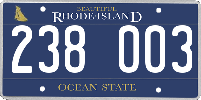 RI license plate 238003