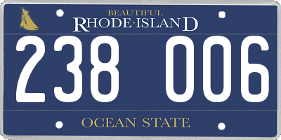 RI license plate 238006