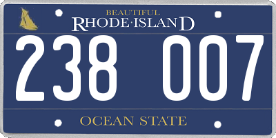 RI license plate 238007
