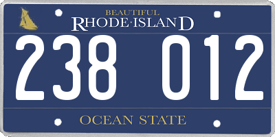 RI license plate 238012