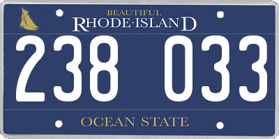 RI license plate 238033