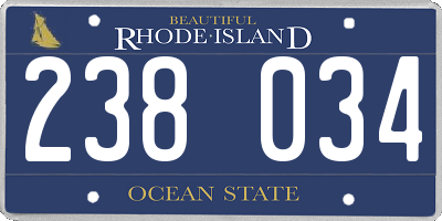 RI license plate 238034