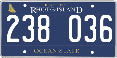 RI license plate 238036