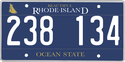 RI license plate 238134