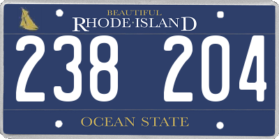 RI license plate 238204