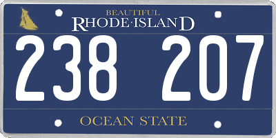 RI license plate 238207