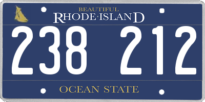 RI license plate 238212