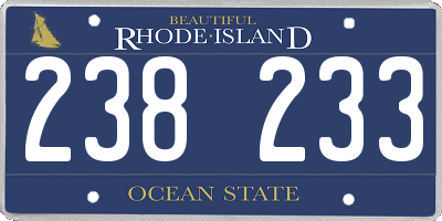 RI license plate 238233