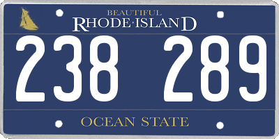 RI license plate 238289